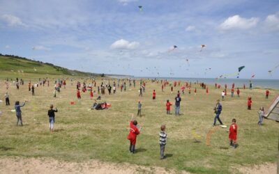 Cerf-volant sur la plage d’Omaha Beach, , Calvados, Basse-Normandie